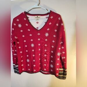 Woolrich snowflake embroidered sweater V-neck vintage cotton blend sz Sp